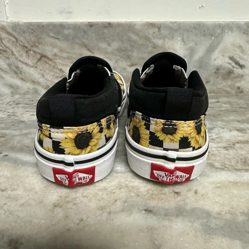Vans Custom Classic Sunflower Checkered Slip-On Shoes - Picture 2 of 6